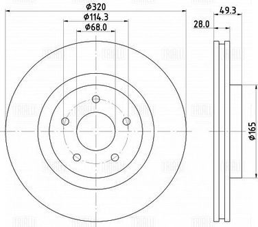 Trialli DF 266009 Диск торм. для а/м Nissan Murano (14-)/Pathfinder (12-) перед. d=320 | перед | - 1