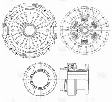 Trialli FR 824 Сцепление в сборе для а/м MAN TGA (02-)/tgx i (07-) ZF Ecosplit-3 (с мех. муфтой) HCV - 3