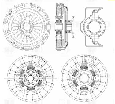 Trialli FR 825 Сцепление в сборе для а/м Volvo fh12 (93-)/fm12 (98-)/fh/fm (05-)/fmx (10-) (с мех.муфт.низкой) HCV - 3