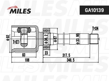 Miles GA10139 Шрус lexus RX 350 2009.03 - 2015.08 - 3