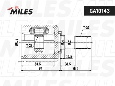 Miles GA10143 Шрус nissan murano z51/x-trail T31 07-13 внут.лев. - 3