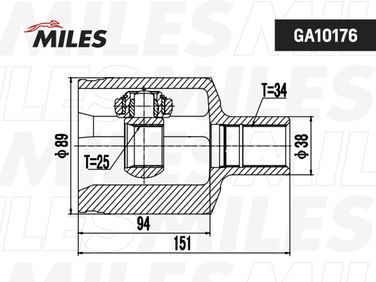 Miles GA10176 Шрус mercedes benz glk-class 204 4 matic 08-15 внут.лев. - 3