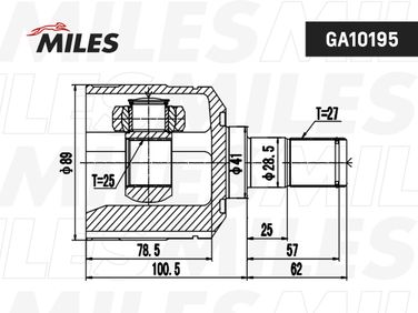 Miles GA10195 Шарнирный комплект, приводной вал - 3