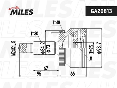 Miles GA20813 Шрус hyundai ix35/tucson/kia sportage 10-16 нар. - 3