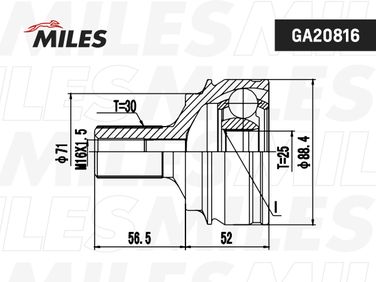 Miles GA20816 Шрус MB e-class 212/s-class 221 4 matic 2004-2013 нар. - 3