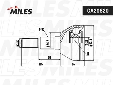 Miles GA20820 Шрус chevrolet captiva 06-/opel antara 06- нар. - 3