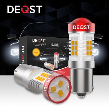 Deqst 241002 Лампы светодиодные S25 p21w amber ba15s 12-24v 5,5w amber 1300lm 2шт - 2