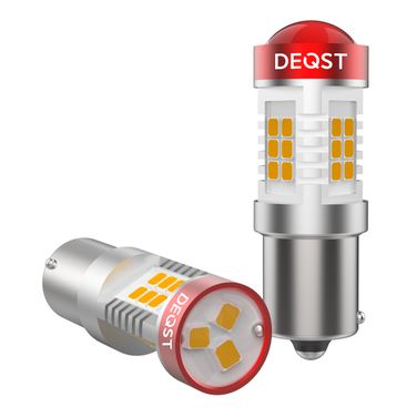 Deqst 241101 Лампы светодиодные S25 py21w amber bau15s 12-24v 5,5w amber 1300lm 2шт - 2