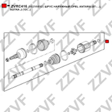 ZZVF ZVRC416 Шрус наружный opel antara (07-…), astra j (10-...) - 1