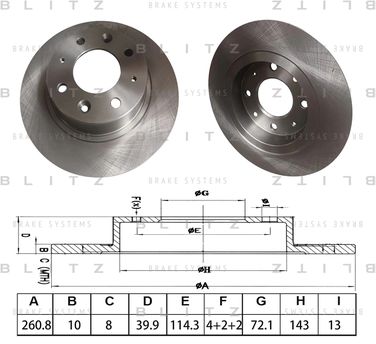 Blitz BS0612 Диск тормозной задний - 1