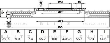Blitz BS0670 Диск тормозной задний - 1