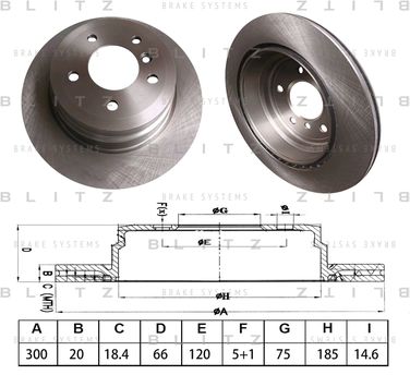 Blitz BS0577 Диск тормозной задний - 1