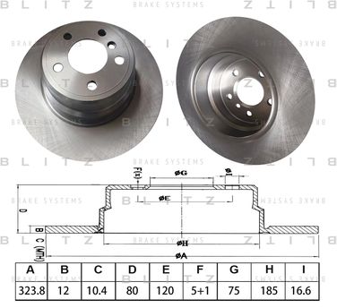 Blitz BS0582 Диск тормозной задний - 1