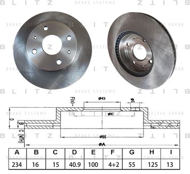 Blitz BS0663 Диск тормозной передний - 1