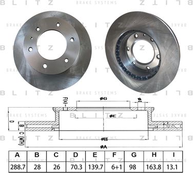Blitz BS0680 Диск тормозной передний - 1