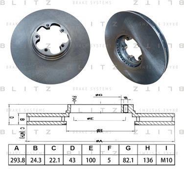 Blitz BS0695 Диск тормозной передний - 1
