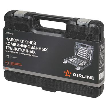 AIRLINE ATAL012 Набор ключей комбинир. трещоточ. 12 пр. (8,9,10,11,12,13,14,15,16,17,18,19мм) пласт. кейс PRO - 8