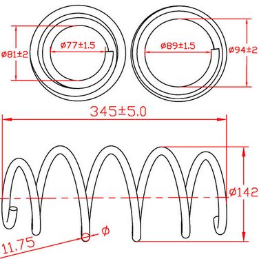 ZIKMAR Z48009R Пружина подвески передней Skoda Octavia, VW Golf Plus, Golf V, VI, L345-D142-t11,75 - 2