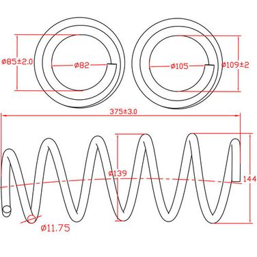 ZIKMAR Z48050R Пружина подвески передней Opel Astra H, L375-D139-t11,75 - 2