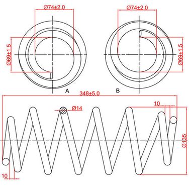 ZIKMAR Z48098R Пружина подвески передней Audi A4, A6, Skoda Superb, VW Passat B5, L348-D135-t14 - 2