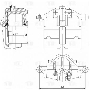 Trialli CF 418 Суппорт торм. для а/м ГАЗ 3302 прав./3110 лев. перед. d=57мм (без скобы) | перед прав/лев | - 4