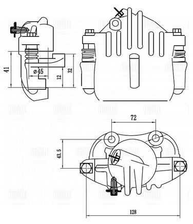 Trialli CF 412 Суппорт торм. для а/м Лада 1111 перед. прав. d=45мм (в сборе со скобой) | перед прав | - 4