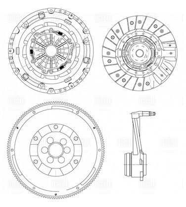 Trialli FR 1817 Сцепление в сборе для а/м VW Passat B6 (05-) 2.0tdi (с компен. износа) (с гидр. муфт и двухмасс. маховиком) - 1