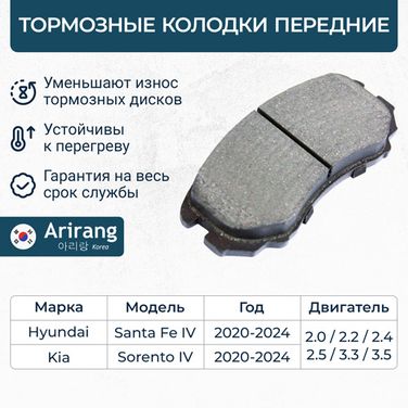 Arirang ARG28-1025 Колодка дискового тормоза перед. - 1