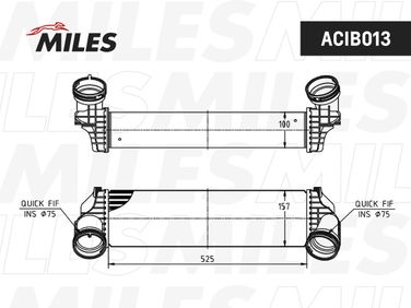 Miles ACIB013 Интеркулер BMW F15 2.0-3.0/4.0d 13- - 3