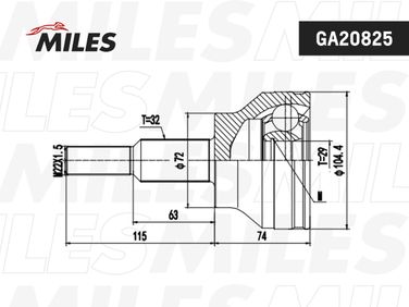 Miles GA20825 Шрус jeep cherokee (kk) 08 - - 3