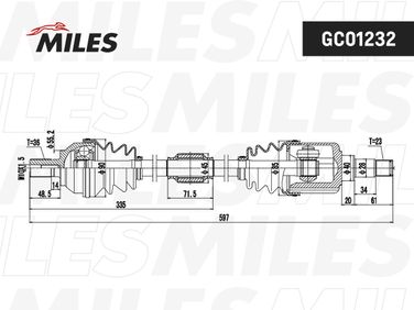 Miles GC01232 Приводной вал ford C-MAX(1.8i) 04-10, focus ii(1.6d 1.8i) 04-12, - левый - 3