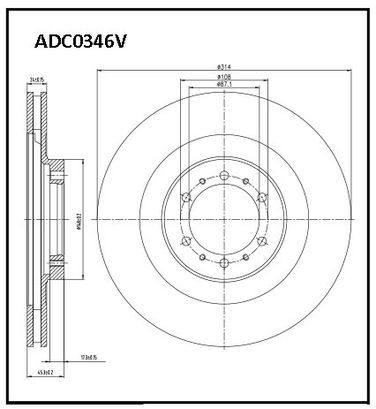Allied Nippon ADC0346V Диск тормозной вентилируемый | перед | - 3
