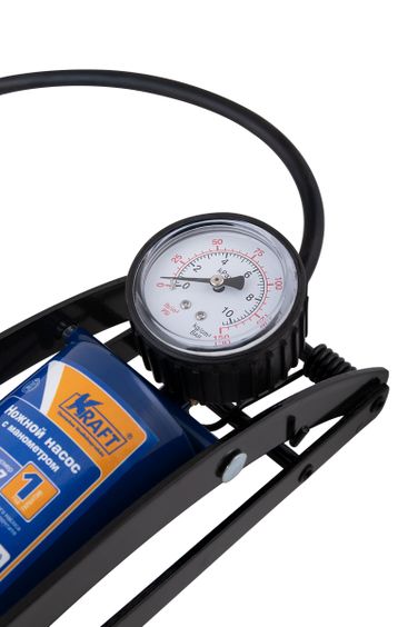 KRAFT KT810007 Насос ножной с манометром 295 см Master, 7 Атм, три дополнительные насадки, в сумке - 3