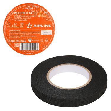 AIRLINE ADFT006 Изолента для жгутирования проводки 9 мм*10 м, антискрип, на осн. Флиса - 1