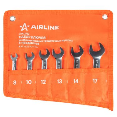 AIRLINE ATAL022 Набор ключей комбинир. трещоточ. коротких 6 предм. (8-17мм) в сумке PRO - 1