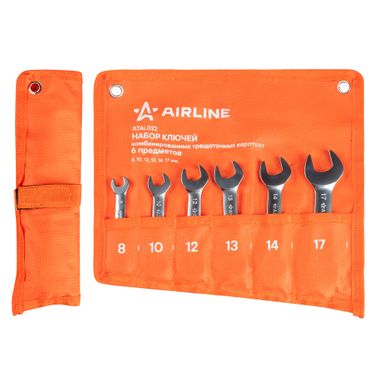 AIRLINE ATAL022 Набор ключей комбинир. трещоточ. коротких 6 предм. (8-17мм) в сумке PRO - 3