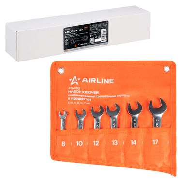 AIRLINE ATAL022 Набор ключей комбинир. трещоточ. коротких 6 предм. (8-17мм) в сумке PRO - 4