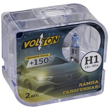 Volton VLT1501 Лампа 12 в H1 55 Вт галогенная p14.5s +150% (2 шт.) в упаковке - 1