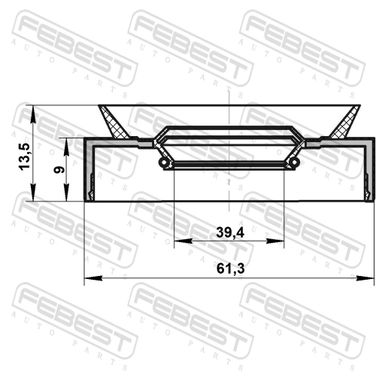 Febest 95PAS-41610913C Сальник привода 39.4x61.3x9x13.5 | перед прав/лев | - 2