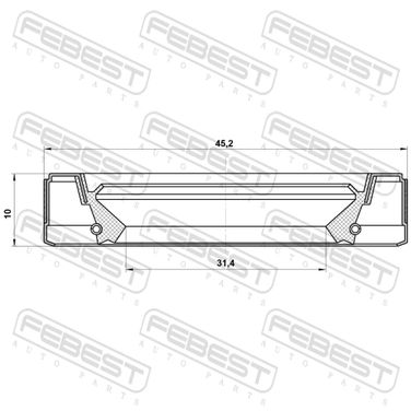 Febest 95GEY-33451010X Сальник привода 31.4x45.2x10 - 2