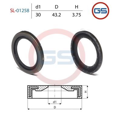 GS SL-01258 Сальник рулевой рейки 30*43.2*3.75 (3) - 2
