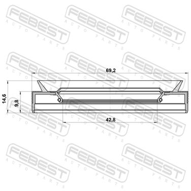 Febest 95PES-44691015L Сальник привода 42.8x69.2x9.8x14.6 - 2