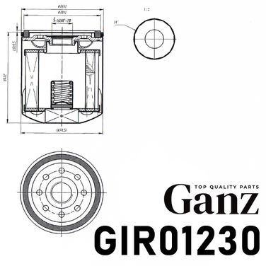 GANZ GIR01230 Фильтр масляный volvo c30/s40 ii/s80 II 1.6/1.8/2.0l - 4