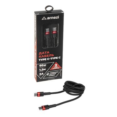 ARNEZI A0605043 Дата-кабель Type c - Type c (1.2м, 3A, 60w) быстрая зарядка, в оплетке - 1
