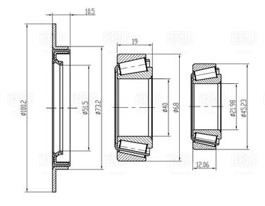 Trialli CS1582 Подшипник ступицы для а/м Mercedes s w220 (98-) перед. (кмпл: подшип.2шт/сальник) (CS 1582) - 3