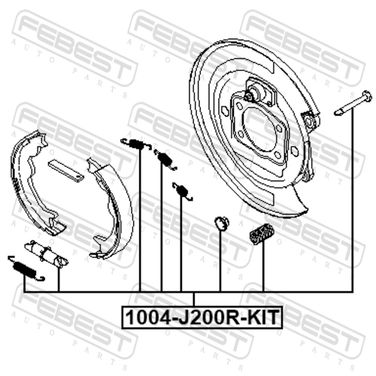Febest 1004-J200R-KIT Монтажный комплект барабанных колодок (на обе стороны) | зад прав/лев | - 2