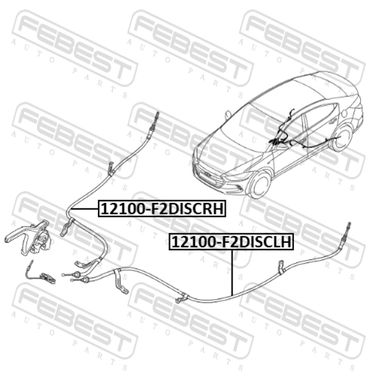 Febest 12100-F2DISCRH Трос ручного тормоза | зад прав | - 2