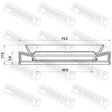 Febest 95HFW-45740818L Сальник привода 43.5x74.2x7.5x17.6 - 2