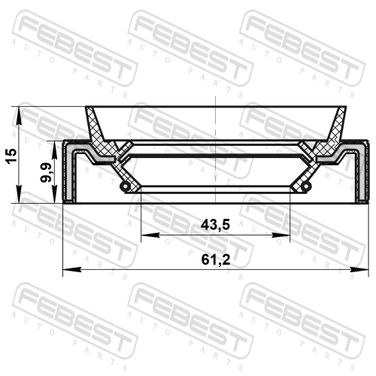Febest 95JAS-45611015L Сальник привода 43.5x61.2x10x15 - 2