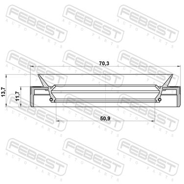 Febest 95MES-52701214R Сальник привода 50.9x70.3x11.7x13.7 - 2